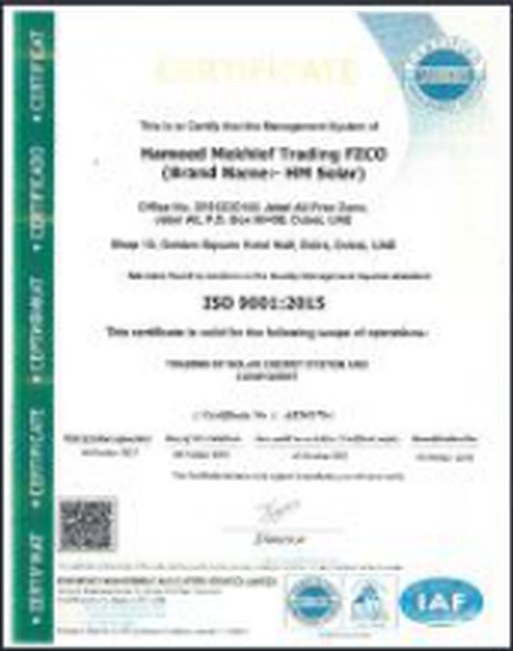 ISO 9001:2015 certificate