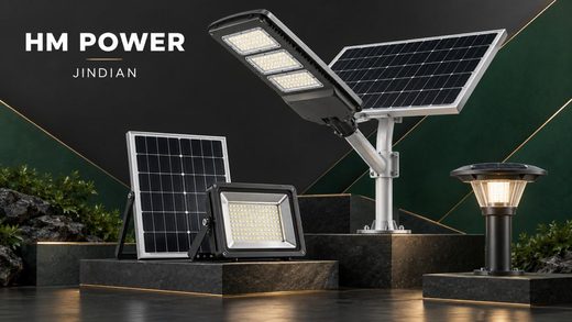 HM POWER solar lighting range: street light, flood light and garden light