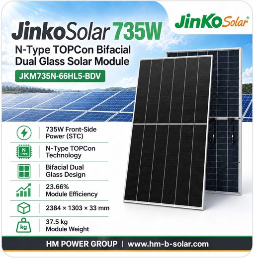 Jinko Solar 735W N-Type TOPCon bifacial module